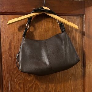 Cristina: Brown & Black Leather Shoulder Bag, Multiple Interior Pockets